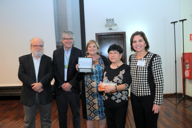 José Tadeu Jorge, João Batista de Miranda, Maria Cecília, Ryoko Tsuda Bellentani e Silvia Angelica Jorge.  Foto: Antonino Perri. ASCOM/Unicamp