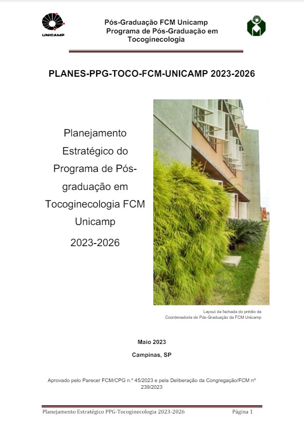 Capa do Arquivo - Planejamento Estratégico do PPg Tocoginecologia