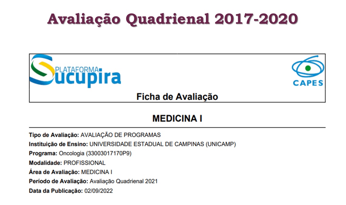 Ficha de Avaliação Quadrienal 2017-2020 Oncologia