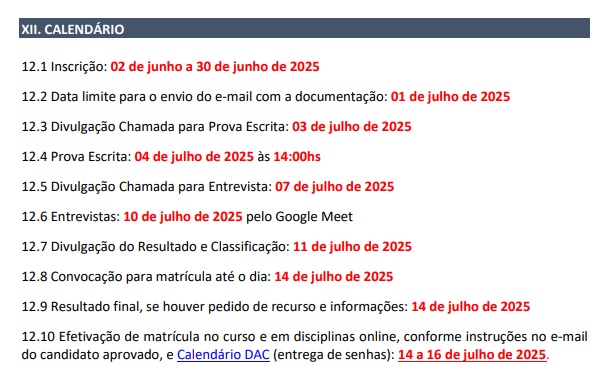 calendário
